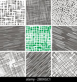 Set of 9 abstract seamless doodle patterns and textures. Can be used for wallpapers, pattern fills, web page backgrounds, textile prints etc. Optimize Stock Vector