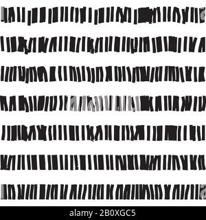 Dashed seamless pattern. Abstract seamless texture in black and white colors. Vector illustration in EPS8 format, pattern swatch include. Stock Vector