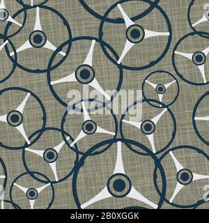 Steering wheels in retro style. Seamless pattern. Steering wheels seamless texture. Seamless background with steering wheels. Pattern with steering wh Stock Vector