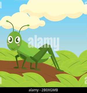 Happy cricket cartoon Stock Vector