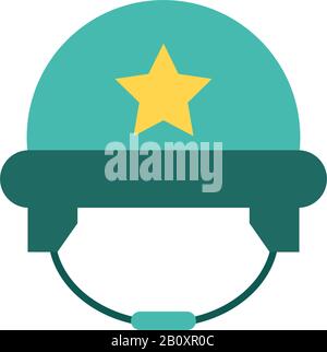 military force helmet line and fill style icon Stock Vector