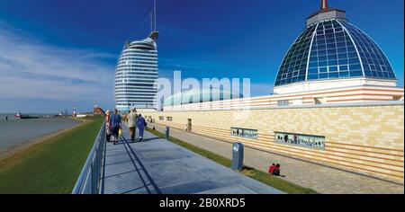 Atlantic Hotel Sail City, Klimahaus and Mediteraneo, Bremerhaven, Bremen, Germany Stock Photo