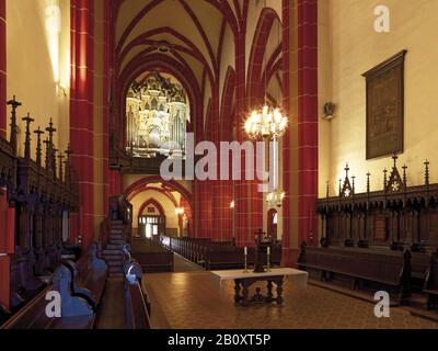 Nave of the Johanneskirche with organ by Wilhelm Sauer, Saalfeld, Saalfeld-Rudolstadt district, Thuringia, Germany, Stock Photo