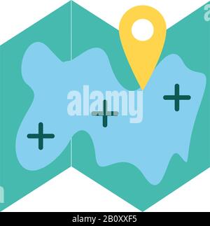 paper map military force line and fill style icon Stock Vector