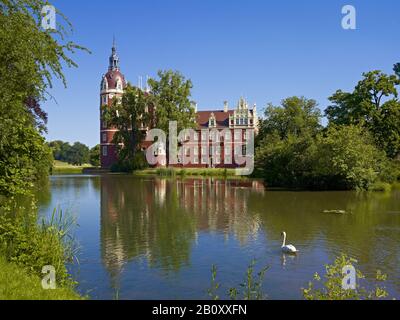 New castle in the Pücklerpark Bad Muskau, Upper Lusatia, Saxony, Germany, Stock Photo