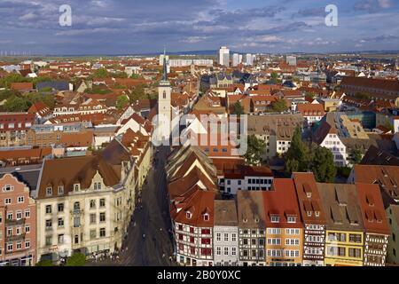 Downtown with Marktstraße and Allerheiligenkirche, Erfurt, Thuringia, Germany, Stock Photo