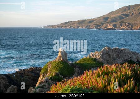 Soberanes Point in California features excellent views of the Pacific Ocean. Stock Photo