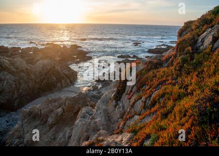 Soberanes Point in California features excellent views of the Pacific Ocean. Stock Photo