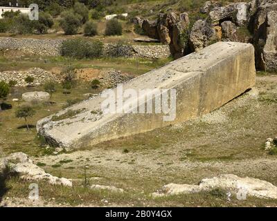 Pregnant woman stone, former quarry with monolith in Baalbek, Lebanon, Stock Photo