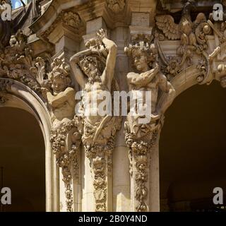 Satyrhermen at the wall pavilion of the Zwinger, Dresden, Saxony, Germany, Stock Photo