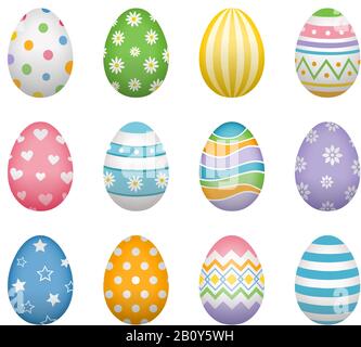 set of colorful decorated easter eggs Stock Vector