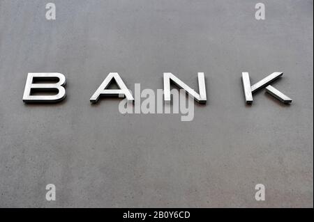 Lettering, bench, on a concrete wall, Hanseatic City of Hamburg, Germany, Europe Stock Photo