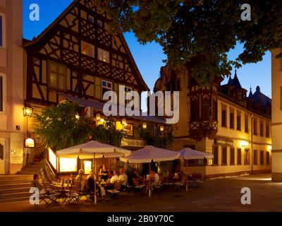 Weigand's restaurant on the market in Bad Kissingen, Lower Franconia, Bavaria, Germany, Stock Photo