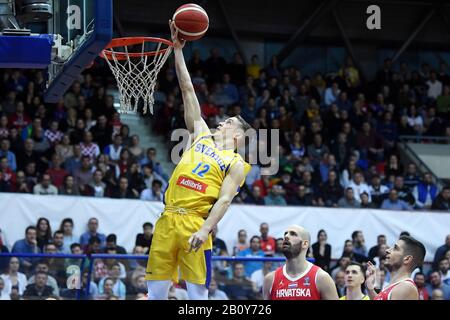 ZAGREB, CROATIA - FEBRUARY 25: Ludvig Hakanson of Sweden in action during  the FIBA World Cup 2023 Qualifier match between Croatia and Sweden at  Basketball Center Drazen Petrovic on February 25, 2022