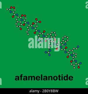 Afamelanotide or photoprotective drug molecule, illustration Stock Photo