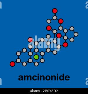 Amcinonide topical corticosteroid molecule, illustration Stock Photo