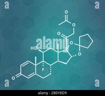 Amcinonide topical corticosteroid molecule, illustration Stock Photo