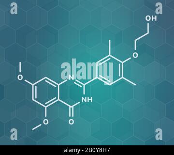 Apabetalone atherosclerosis drug molecule, illustration Stock Photo