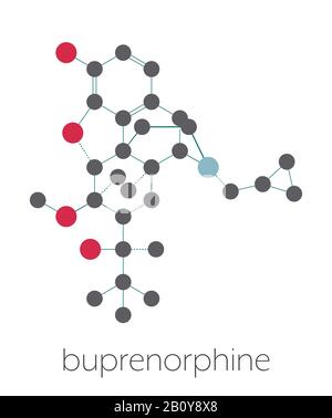 Buprenorphine opioid pain killer drug molecule, illustration Stock Photo