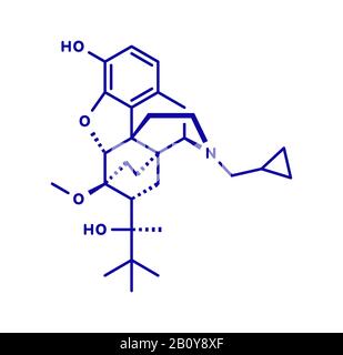 Buprenorphine opioid pain killer drug molecule, illustration Stock Photo