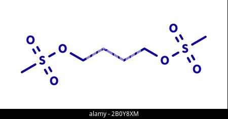 Busulfan cancer drug molecule, illustration
