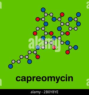 Capreomycin antibiotic drug molecule, illustration Stock Photo