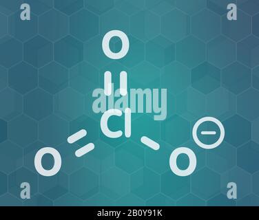 Chlorate anion chemical structure, illustration Stock Photo