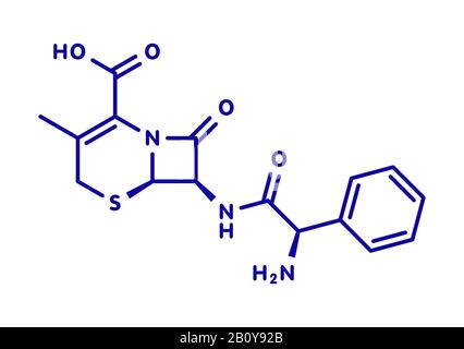 Cefalexin antibiotic drug molecule, illustration Stock Photo