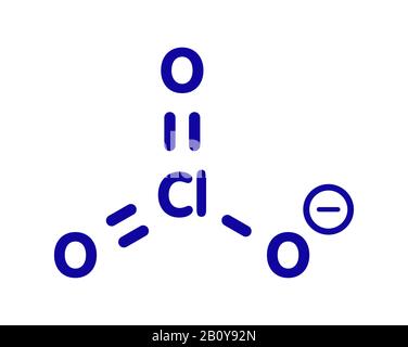 Chlorate anion chemical structure, illustration Stock Photo