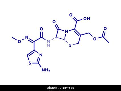 Cefotaxime antibiotic drug molecule, illustration Stock Photo
