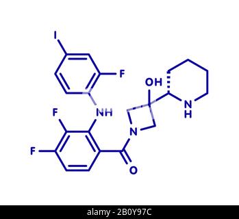 Cobimetinib melanoma drug molecule, illustration Stock Photo