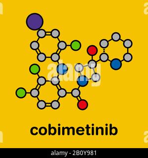 Cobimetinib melanoma drug molecule, illustration Stock Photo