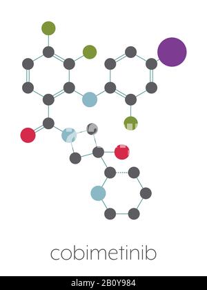 Cobimetinib melanoma drug molecule, illustration Stock Photo