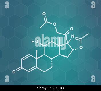 Deflazacort glucocorticoid drug molecule, illustration Stock Photo - Alamy