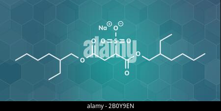 Docusate sodium drug molecule, illustration Stock Photo