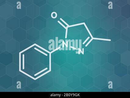 Edaravone drug molecule, illustration Stock Photo