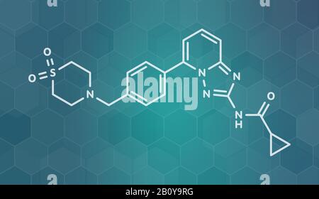 Filgotinib antiinflammatory drug molecule, illustration Stock Photo