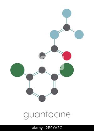 Guanfacine ADHD Drug Molecule Stylized Skeletal Formula (chemical ...