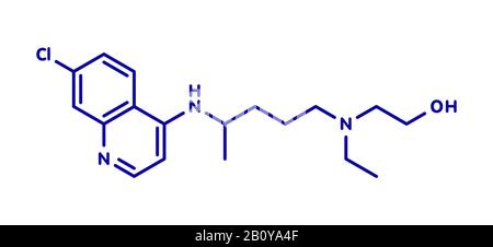 Hydroxychloroquine malaria drug molecule, illustration Stock Photo