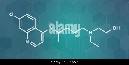 Hydroxychloroquine malaria drug molecule, illustration Stock Photo