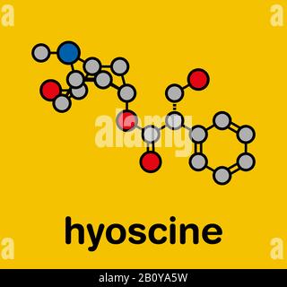 Scopolamine anticholinergic drug molecule, illustration Stock Photo