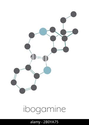 Ibogamine alkaloid molecule, illustration Stock Photo