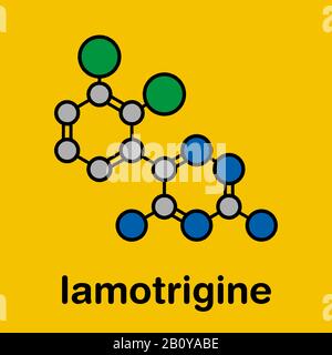 Lamotrigine seizures drug molecule, illustration Stock Photo