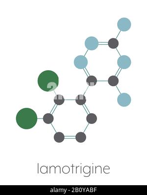 Lamotrigine seizures drug molecule, illustration Stock Photo