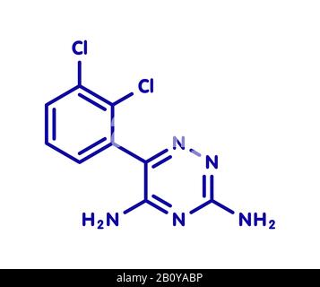 Lamotrigine seizures drug molecule, illustration Stock Photo