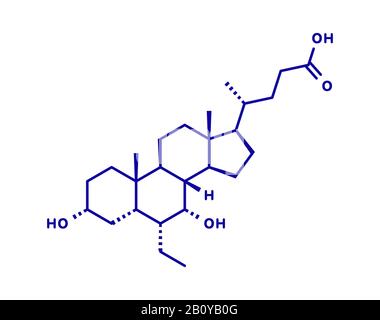 Obeticholic acid liver disease drug molecule, illustration Stock Photo