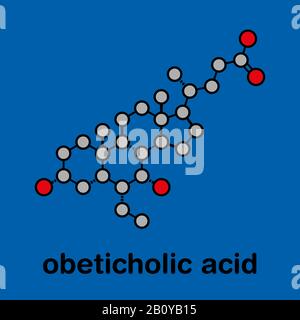 Obeticholic acid liver disease drug molecule, illustration Stock Photo