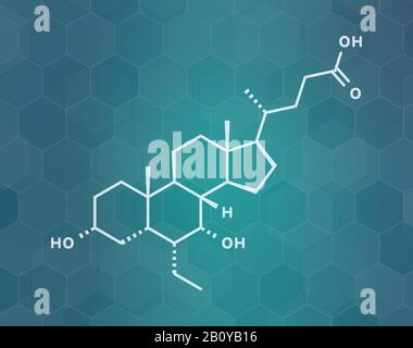 Obeticholic acid liver disease drug molecule, illustration Stock Photo