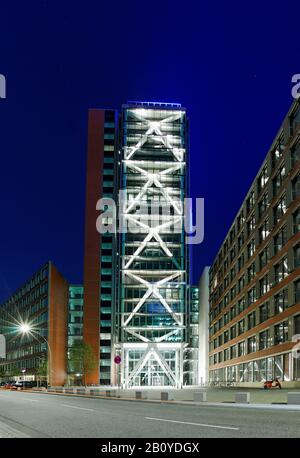 Atlantic Haus, modern architecture, St. Pauli, Port, Hanseatic City of Hamburg, Germany, Stock Photo