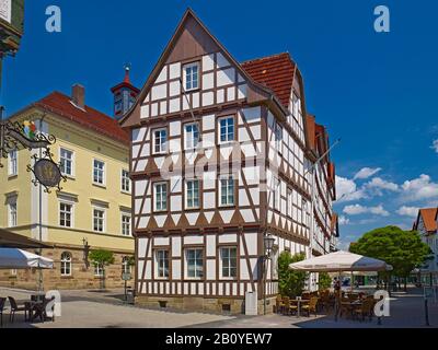 Half-timbered houses on Marktstrasse in the old town of Eschwege, Werra-Meißner-Kreis, Hesse, Germany, Stock Photo